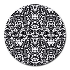 Lace Seamless Pattern With Flowers Round Mousepads by Sobalvarro