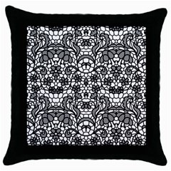 Lace Seamless Pattern With Flowers Throw Pillow Case (black) by Sobalvarro