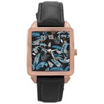 Birds In The Nature Rose Gold Leather Watch  Front