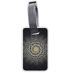 Fractal Mandala Feathers Grey Luggage Tag (one Side) by Pakrebo