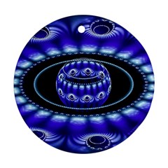 Fractal Blue Sphere 3d Pattern Ornament (round)