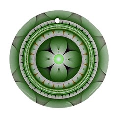 Fractal Mandala Green Purple Ornament (round)