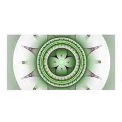 Fractal Mandala Green Purple Satin Wrap by Pakrebo