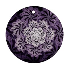 Fractal Floral Striped Lavender Ornament (round)