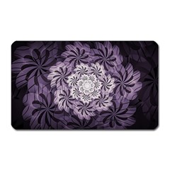 Fractal Floral Striped Lavender Magnet (rectangular) by Pakrebo