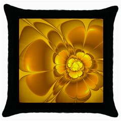 Fractal Yellow Flower Floral Throw Pillow Case (black) by Pakrebo