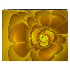 Fractal Yellow Flower Floral Cosmetic Bag (xxxl) by Pakrebo