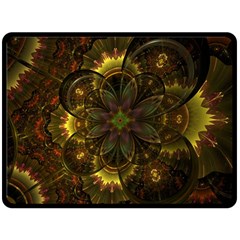 Fractal Flower Fall Gold Colorful Fleece Blanket (large)  by Pakrebo