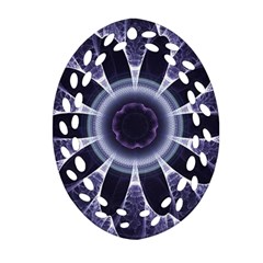 Fractal Feathers Blue Purple Ornament (oval Filigree) by Pakrebo