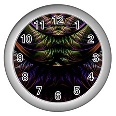 Fractal Colorful Pattern Fantasy Wall Clock (silver) by Pakrebo