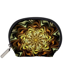 Fractal Flower Petals Gold Accessory Pouch (small)