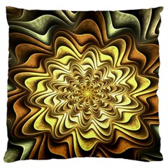 Fractal Flower Petals Gold Large Flano Cushion Case (two Sides) by Pakrebo