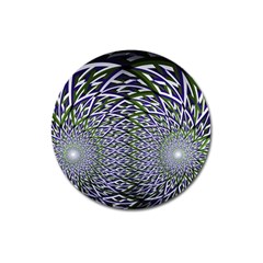 Fractal Blue Green Mirror Flowers Magnet 3  (round) by Pakrebo