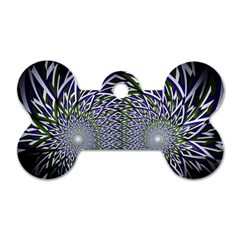 Fractal Blue Green Mirror Flowers Dog Tag Bone (two Sides) by Pakrebo