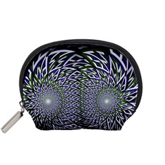 Fractal Blue Green Mirror Flowers Accessory Pouch (small)