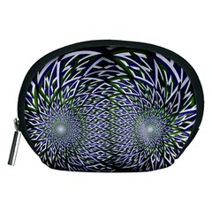 Fractal Blue Green Mirror Flowers Accessory Pouch (medium)