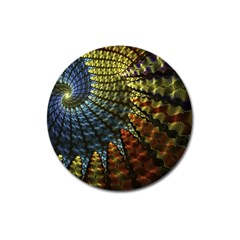 Fractal Spiral Colorful Geometry Magnet 3  (round) by Pakrebo