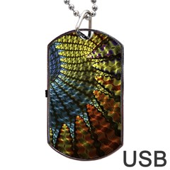 Fractal Spiral Colorful Geometry Dog Tag Usb Flash (two Sides) by Pakrebo