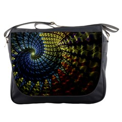 Fractal Spiral Colorful Geometry Messenger Bag by Pakrebo