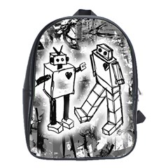 Robot Love School Bag (xl) by ArtistRoseanneJones