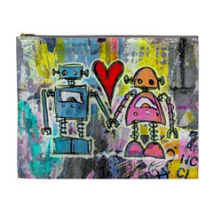 Graffiti Pop Robot Love Cosmetic Bag (xl) by ArtistRoseanneJones