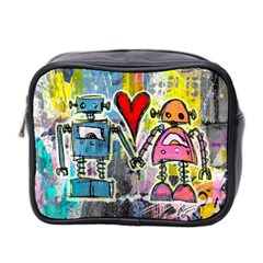 Graffiti Pop Robot Love Mini Toiletries Bag (two Sides) by ArtistRoseanneJones