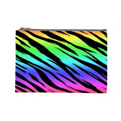 Tiger Rainbow Cosmetic Bag (large) by ArtistRoseanneJones