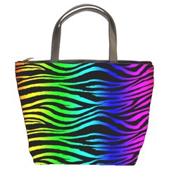 Rainbow Zebra Bucket Bag by ArtistRoseanneJones