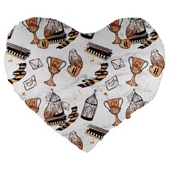 Hufflepuff Pattern Large 19  Premium Flano Heart Shape Cushions by Sobalvarro