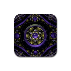 Fractal Sparkling Purple Abstract Rubber Square Coaster (4 Pack)  by Pakrebo