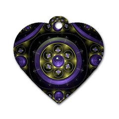 Fractal Sparkling Purple Abstract Dog Tag Heart (one Side) by Pakrebo