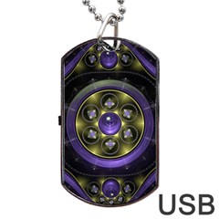 Fractal Sparkling Purple Abstract Dog Tag Usb Flash (two Sides) by Pakrebo