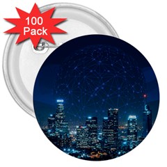 Smart City Communication Network 3  Buttons (100 Pack)  by Pakrebo