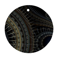 Fractal Spikes Gears Abstract Ornament (round)