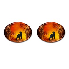 Wonderful Wolf In The Night Cufflinks (oval) by FantasyWorld7