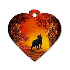 Wonderful Wolf In The Night Dog Tag Heart (one Side) by FantasyWorld7