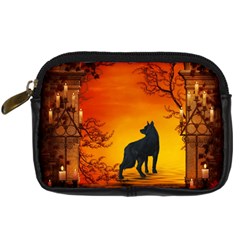Wonderful Wolf In The Night Digital Camera Leather Case by FantasyWorld7