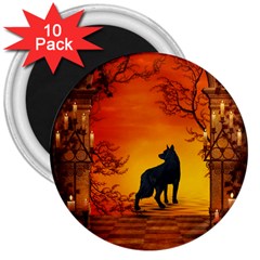 Wonderful Wolf In The Night 3  Magnets (10 Pack)  by FantasyWorld7