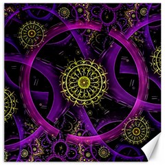 Fractal Neon Rings Geometric Canvas 12  X 12  by Pakrebo