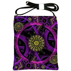 Fractal Neon Rings Geometric Shoulder Sling Bag