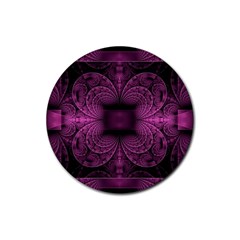 Fractal Magenta Pattern Geometry Rubber Coaster (round)  by Pakrebo