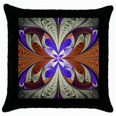 Fractal Splits Silver Gold Throw Pillow Case (black) by Pakrebo