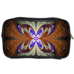 Fractal Splits Silver Gold Toiletries Bag (one Side)