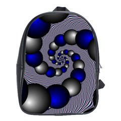 Balls Circles Fractal Silver Blue School Bag (large) by Pakrebo