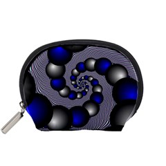 Balls Circles Fractal Silver Blue Accessory Pouch (small)