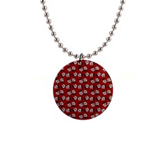 Daisy Red 1  Button Necklace