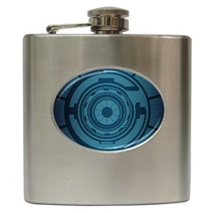 Technology Background Binary Hip Flask (6 Oz) by Pakrebo