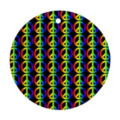 Retro Rainbow Gradient Peace Symbol Ornament (round)