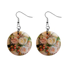 Ackground Flowers Colorful Mini Button Earrings by Pakrebo