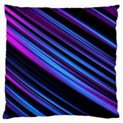 Blue Abstract Lines Pattern Light Large Flano Cushion Case (one Side) by Pakrebo